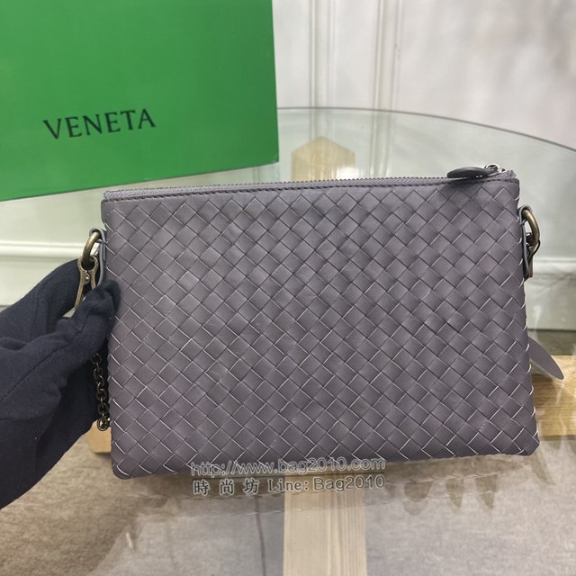 Bottega veneta高端女包 98036灰色 寶緹嘉薄款鏈條包 BV經典款胎牛皮手工編織鏈條女包  gxz1343